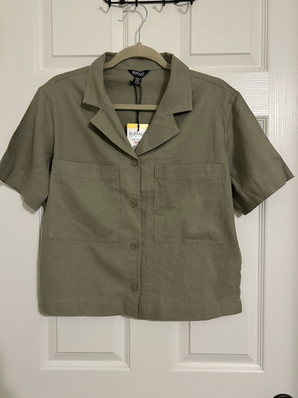 Buffalo David Bitton Olive Green Short Sleeve Button-Down Shirt